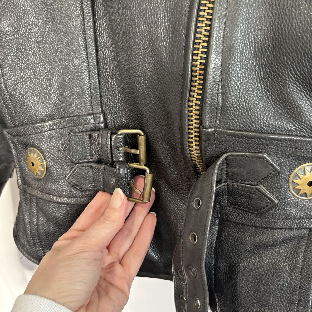 Vintage Hudson Leather Motorcycle Jacket Fitted Asymmetrical Women Size Small - Picture 8 of 12